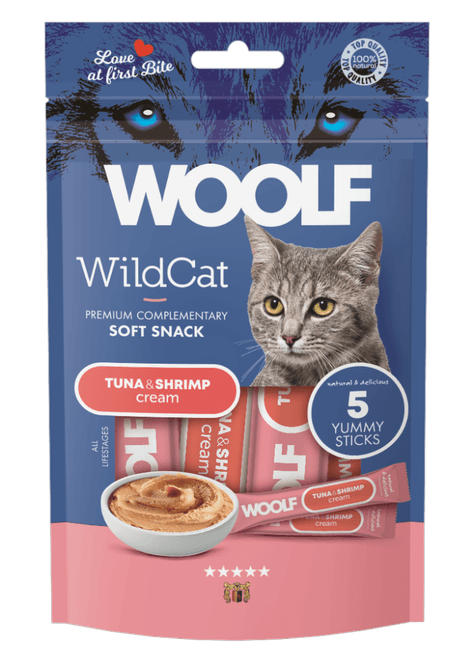 Hovedbilde WOOLF Wildcat Cream Tuna + Schrimp 5 Stk