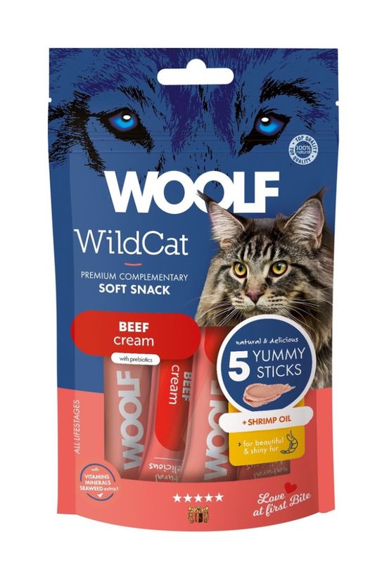 WOOLF Wildcat Cream Beef + Shrimp oil 5 stk
