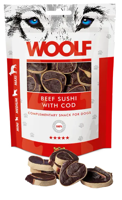 Hovedbilde Woolf Godbiter Beef sushi with cod 100g